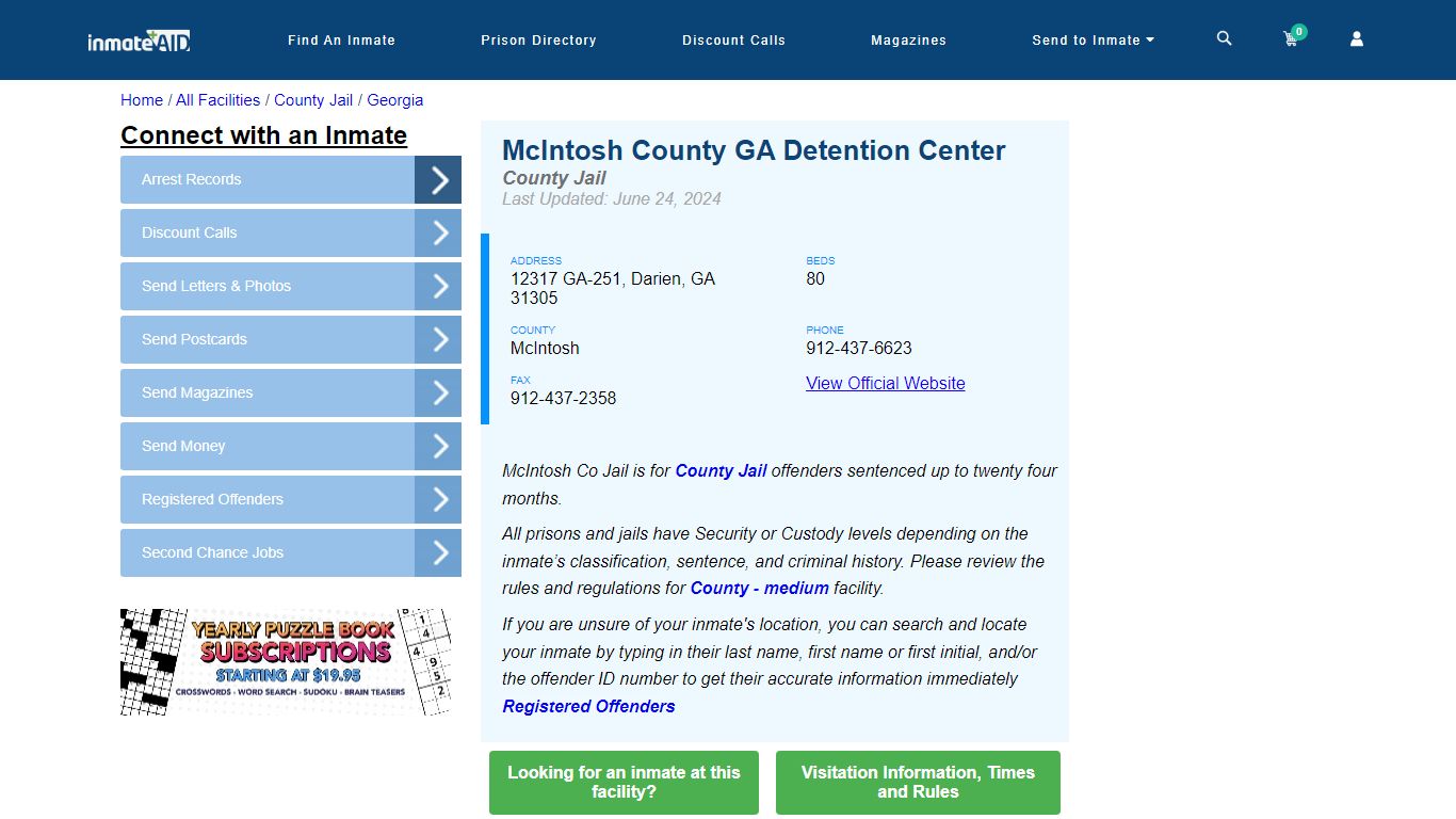 McIntosh County GA Detention Center - Inmate Locator