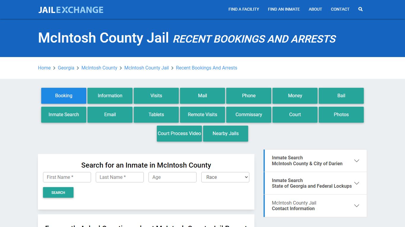 McIntosh County Jail GA Recent Arrests and Bookings - Jail Exchange