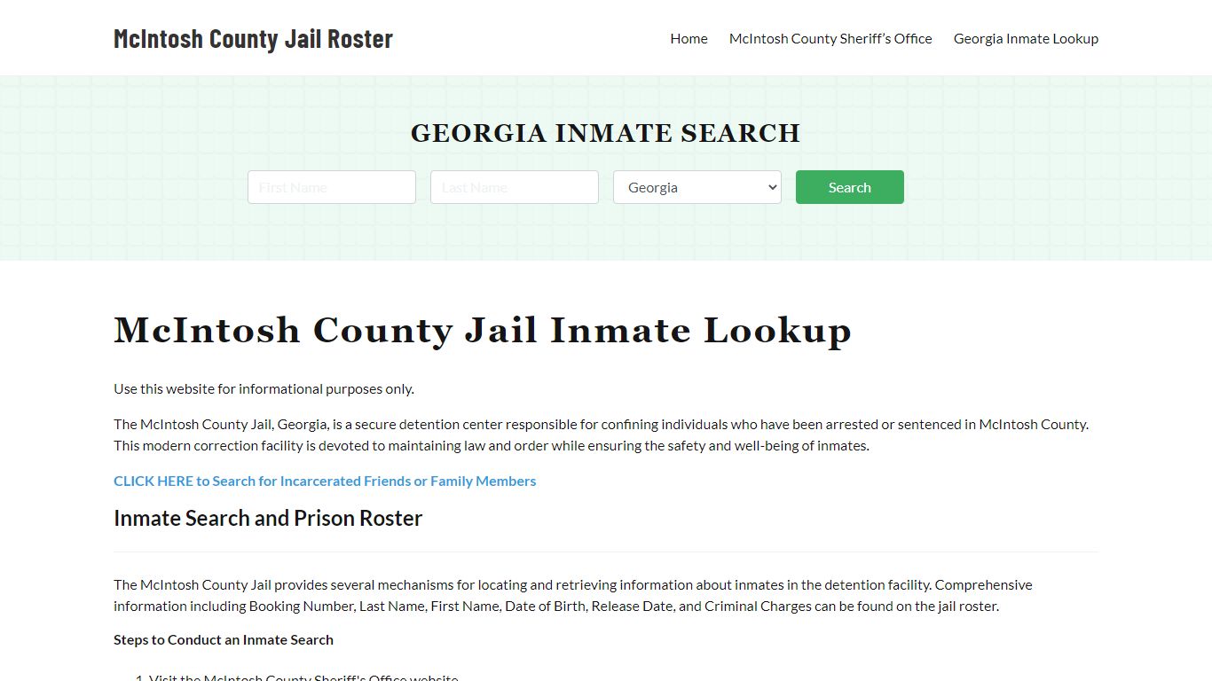 McIntosh County Jail Roster Lookup, GA, Inmate Search